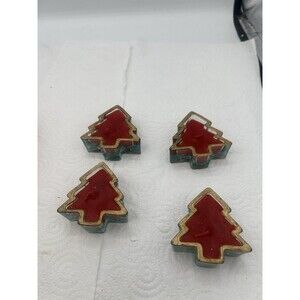 Royal Products Little Christmas Tree Candles Set of 4 Red W/gold Tone